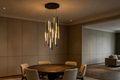 Modern Round Cluster LED Chandelier – 24" Frosted Glass Tube Pendant, Adjustable Height, Integrated 18W 3000K Warm White Light