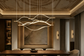 Modern Wave-Shape Linear Chandelier – Aluminum Ceiling Light, Brass Finish, 3 Sizes Available